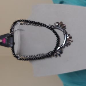 Paparazzi Gunmetal chain, black beads is money Crystal in gunmetal and earrings